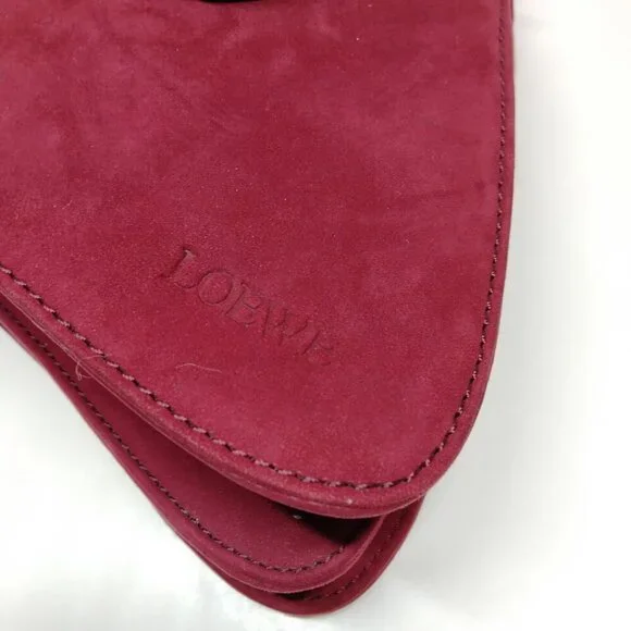 Authentic Loewe Shoulder Bag Bordeaux Suede Leather - Picture 6 of 9